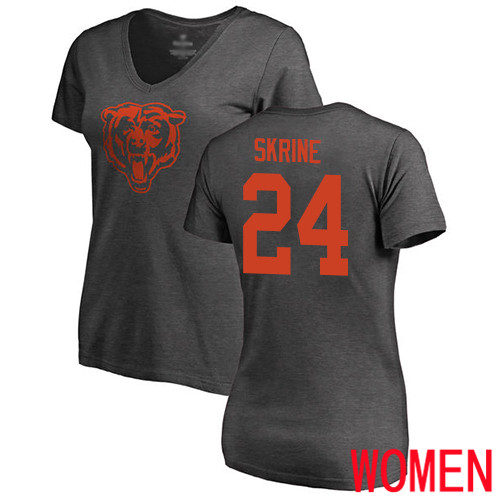 Chicago Bears Ash Women Buster Skrine One Color NFL Football #24 T Shirt